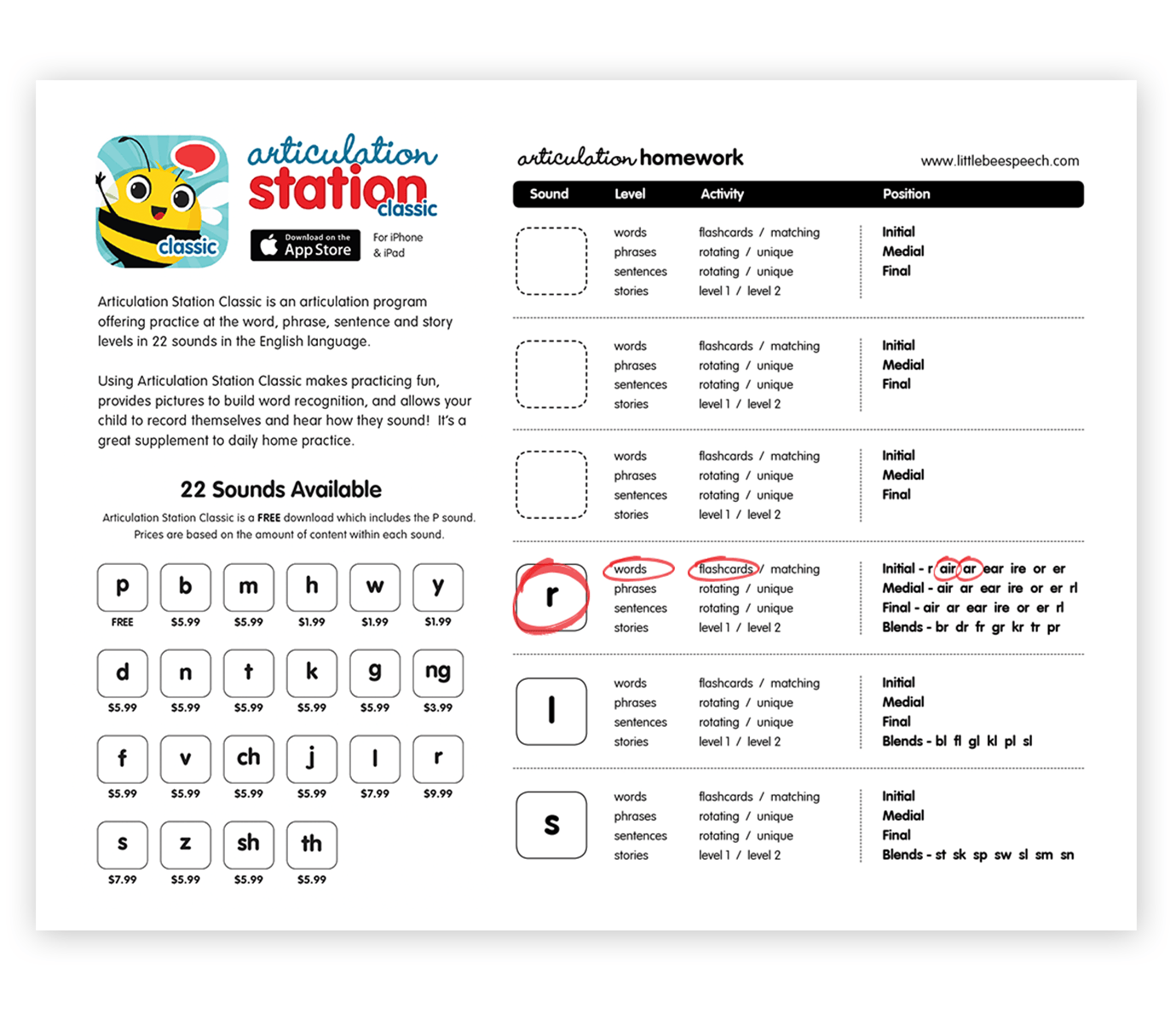 L Word Flashcard Perfect for Speech Therapy Practice Description